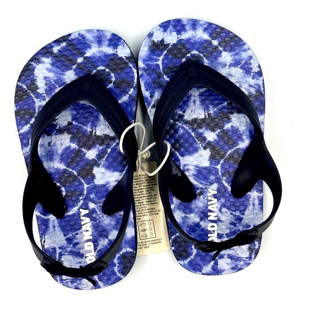 Old Navy Blue Camouflage  Flip Flops with Back Strap - Toddlers size 6